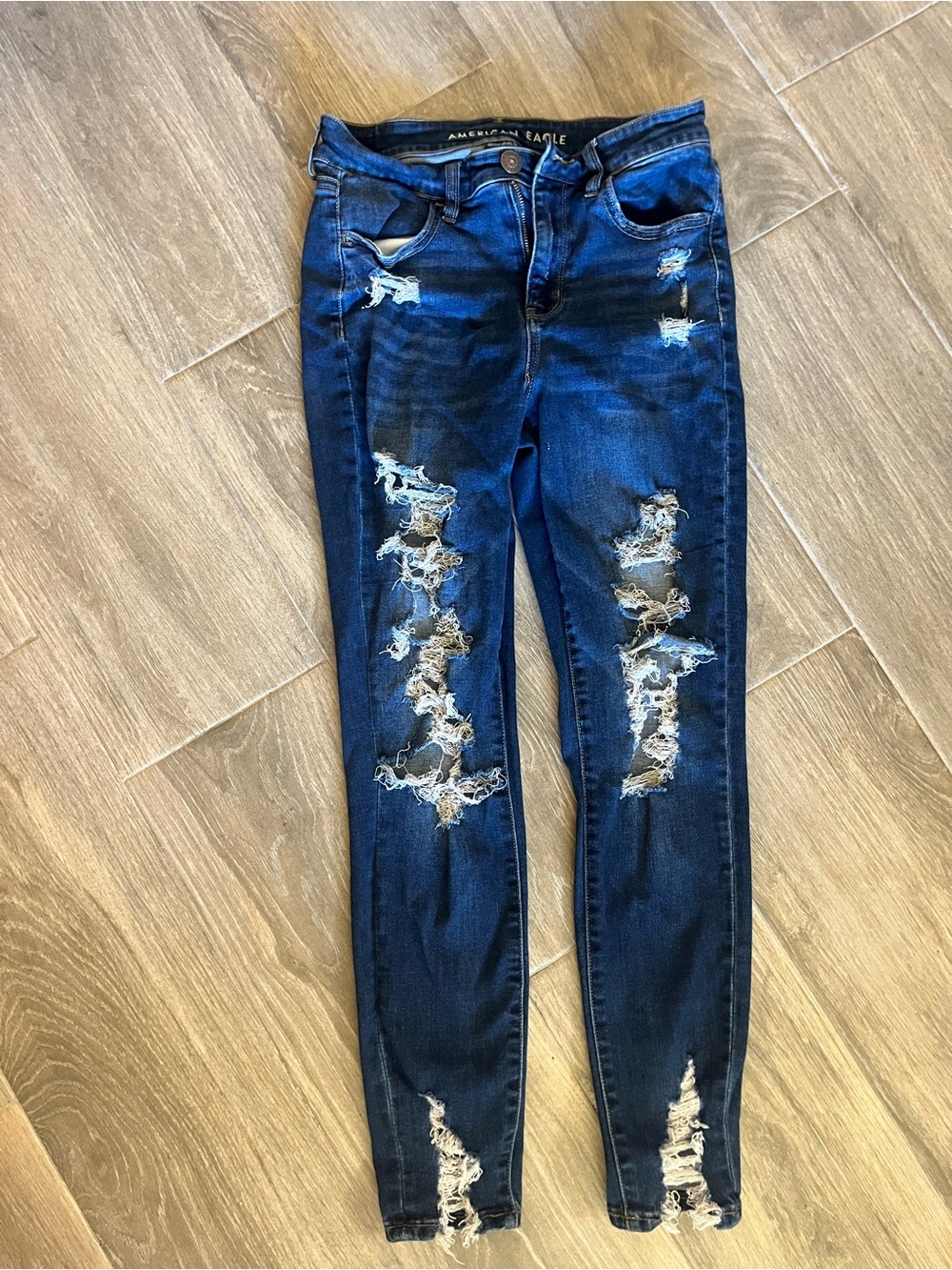 American Eagle Outfitters Dark Blue Ripped Skinny Jeggings